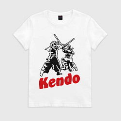 Футболка хлопковая женская Kendo fencing, цвет: белый