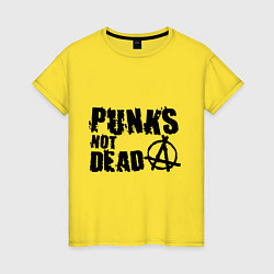 Футболка хлопковая женская Punks not dead, цвет: желтый