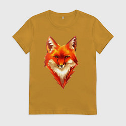 Футболка хлопковая женская Огенный лис, цвет: горчичный