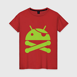 Футболка хлопковая женская Android super user, цвет: красный