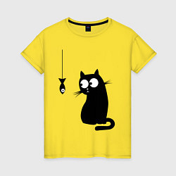 Женская футболка Кот и рыба