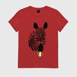Футболка хлопковая женская Juventus Zebra, цвет: красный