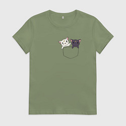 Футболка хлопковая женская Кисы, цвет: авокадо