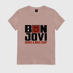Футболка хлопковая женская Bon Jovi: Nice day, цвет: пыльно-розовый