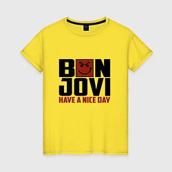 Футболка хлопковая женская Bon Jovi: Nice day, цвет: желтый