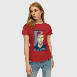 Футболка хлопковая женская Bowie Poster, цвет: красный — фото 2