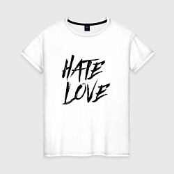 Футболка хлопковая женская FACE Hate Love, цвет: белый