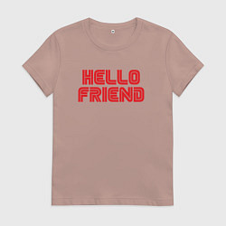 Футболка хлопковая женская Hello Friend, цвет: пыльно-розовый