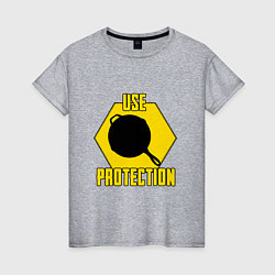 Футболка хлопковая женская Use Protection, цвет: меланж
