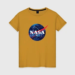 Футболка хлопковая женская NASA: Cosmic Logo, цвет: горчичный