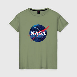 Футболка хлопковая женская NASA: Cosmic Logo, цвет: авокадо