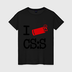 Футболка хлопковая женская I love CS:S, цвет: черный