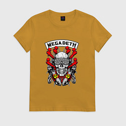 Футболка хлопковая женская Megadeth Rocker, цвет: горчичный