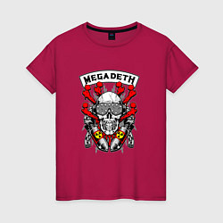 Футболка хлопковая женская Megadeth Rocker, цвет: маджента