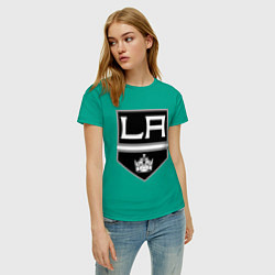 Футболка хлопковая женская Los Angeles Kings, цвет: зеленый — фото 2