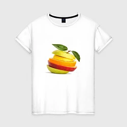 Футболка хлопковая женская Мега яблоко, цвет: белый