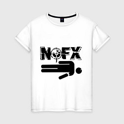 Футболка хлопковая женская NOFX crushman, цвет: белый