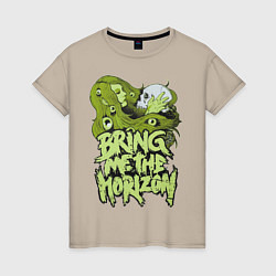 Футболка хлопковая женская Bring Me The Horizon: Green Girl, цвет: миндальный