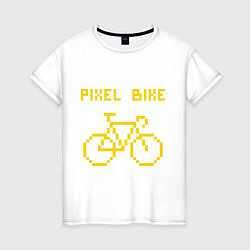Футболка хлопковая женская Pixel Bike one color, цвет: белый