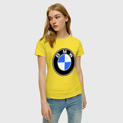 Футболка хлопковая женская Logo BMW, цвет: желтый — фото 2