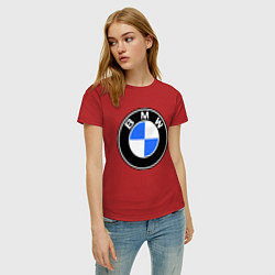 Футболка хлопковая женская Logo BMW, цвет: красный — фото 2