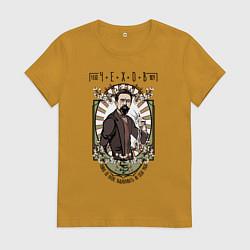 Футболка хлопковая женская Антон Павлович Чехов, цвет: горчичный