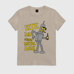 Футболка хлопковая женская Bite my shunny metal ass, цвет: миндальный