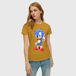 Футболка хлопковая женская Classic Sonic, цвет: горчичный — фото 2