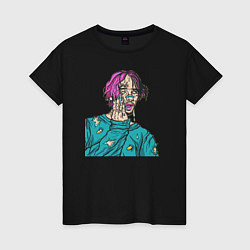 Футболка хлопковая женская Lil Peep: Zombie Face, цвет: черный