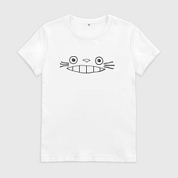 Футболка хлопковая женская Totoro face, цвет: белый