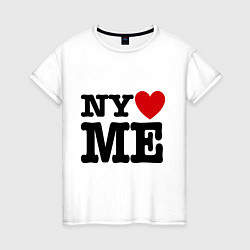 Футболка хлопковая женская Ny love me, цвет: белый