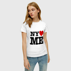 Футболка хлопковая женская Ny love me, цвет: белый — фото 2