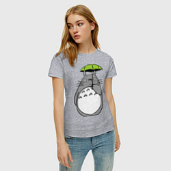 Футболка хлопковая женская Totoro с зонтом, цвет: меланж — фото 2