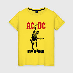 Футболка хлопковая женская AC/DC: Stiff Upper Lip, цвет: желтый