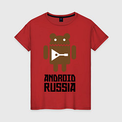 Футболка хлопковая женская Android Russia, цвет: красный