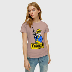 Футболка хлопковая женская Fallout 3 Man, цвет: пыльно-розовый — фото 2