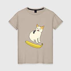 Женская футболка Cat no banana meme