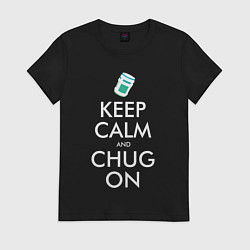 Футболка хлопковая женская Keep Calm & Chug on, цвет: черный