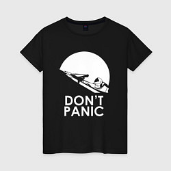 Футболка хлопковая женская Elon: Don't Panic, цвет: черный