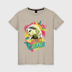 Футболка хлопковая женская Kurt Cobain Paints, цвет: миндальный