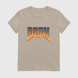 Футболка хлопковая женская DOOM, цвет: миндальный