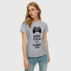 Футболка хлопковая женская Keep Calm & Game On, цвет: меланж — фото 2