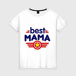 Футболка хлопковая женская Best mama logo, цвет: белый