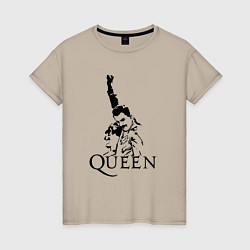 Футболка хлопковая женская Queen: Rock You, цвет: миндальный