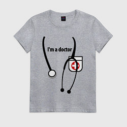 Футболка хлопковая женская I m doctor, цвет: меланж