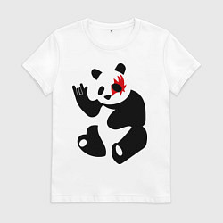 Футболка хлопковая женская Panda rock, цвет: белый