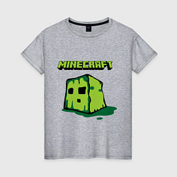 Футболка хлопковая женская Minecraft Creeper, цвет: меланж