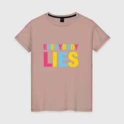 Футболка хлопковая женская Everybody Lies, цвет: пыльно-розовый