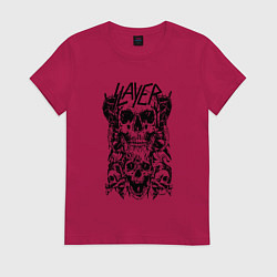 Футболка хлопковая женская Slayer Skulls, цвет: маджента