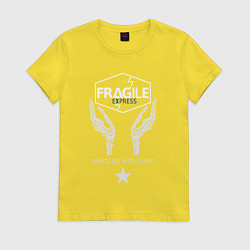 Футболка хлопковая женская Fragile Express, цвет: желтый